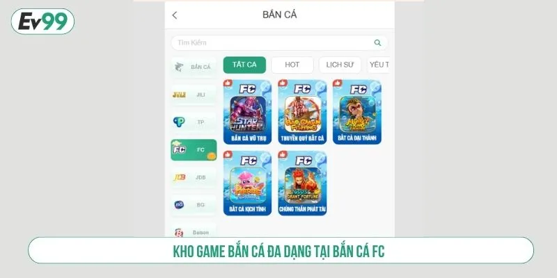Kho game bắn cá đa dạng tại Bắn Cá FC