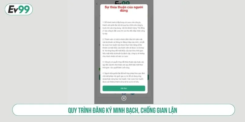 Quy trình đăng ký minh bạch, chống gian lận